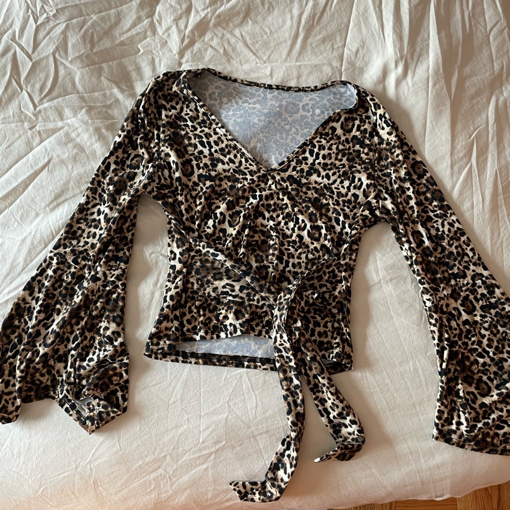 Vintage Cheetah Wrap Blouse